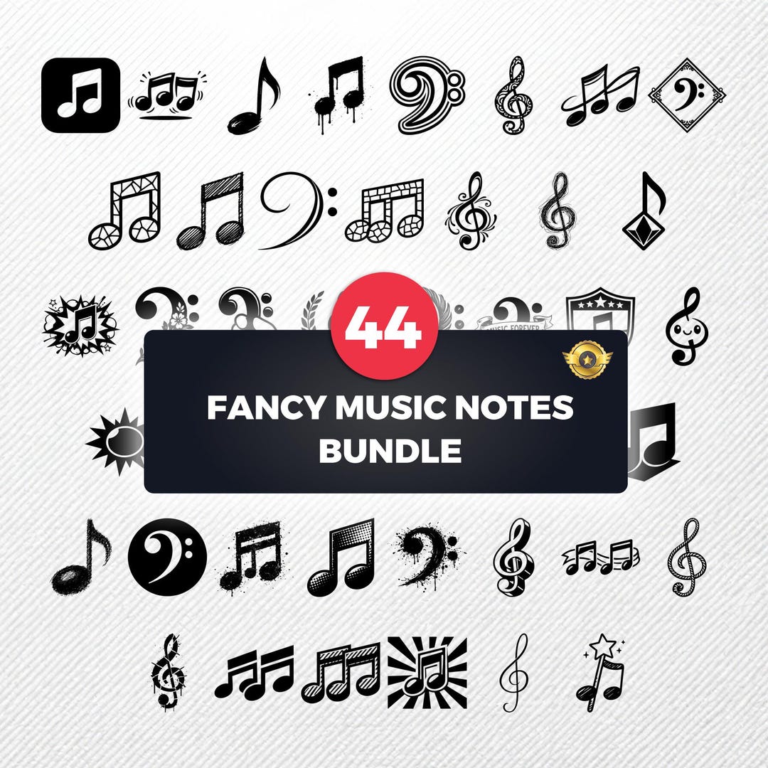 Really Fancy Note Fancy Music Notes SVG Bundle | 44 Clipart PNG Eps PDF Dxf | Music Logo ...