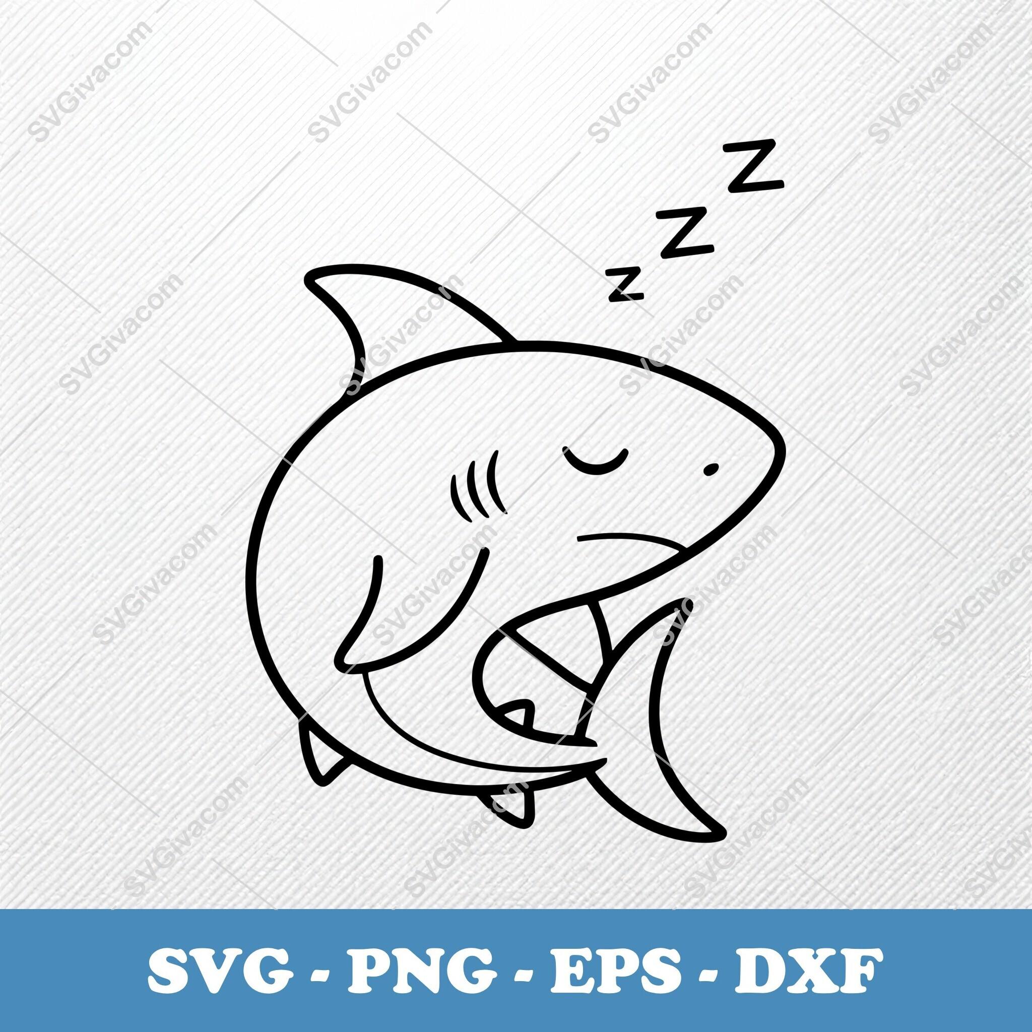 Sleeping Shark SVG | Puffy Cartoon Vector | EPS PNG Dxf Clipart ...