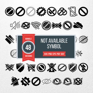 Not Available Symbol SVG Bundle, 48 Prohibition Silhouette Designs, Cancel Clipart for Cricut, Banned PNG, Crossed Out Vector, no sign svg