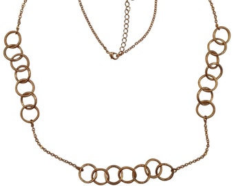 Bill Blass Gold Tone Circles Chain Necklace - Designer Necklace from the 1980s