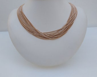 Vintage 1960s Gold Gold Tone Multi Chain Necklace - Lightweight, Twelve Chain Necklace with Extender Chain