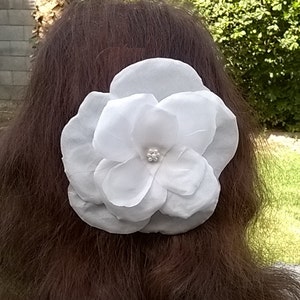 White Silk Flower Comb - Handcrafted Silk Wild Rose - Bridal, Bridesmaid, Wedding Hair Accessory