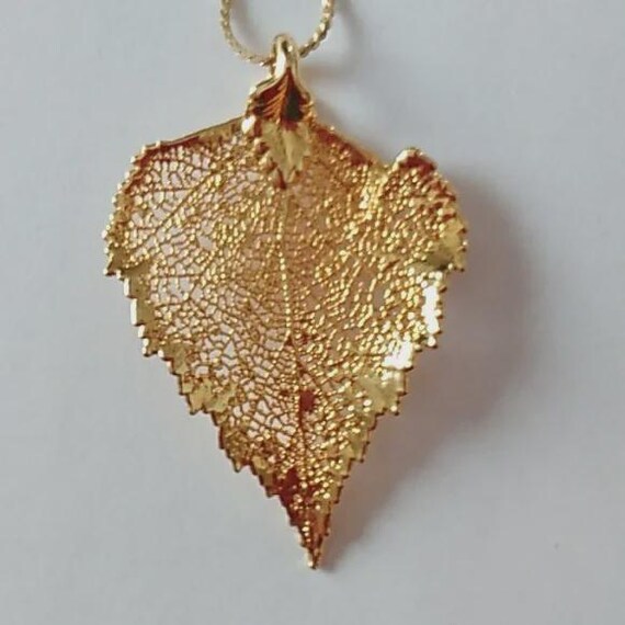 Delicate Gold Dipped Real Leaf Pendant Necklace - image 2