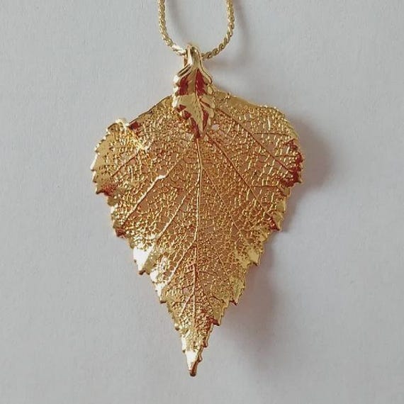 Delicate Gold Dipped Real Leaf Pendant Necklace - image 1