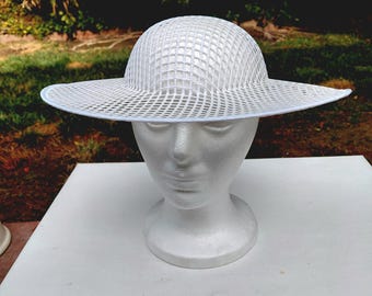 White Bridal Hat or Hat Form - Lattice Design - Wedding, Garden Party, Costume