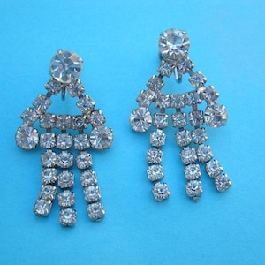 Dazzling Vintage 1950s Clear Rhinestone Earrings - Sparkling Screwback RS Party Earrings