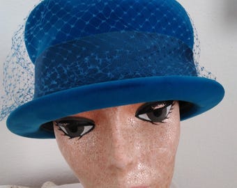 Vintage 1960s Blue Ladies' Hat