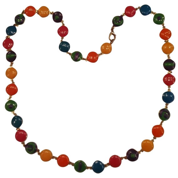 Colorful Enamel Disc Necklace - Yellow, Orange, D… - image 1