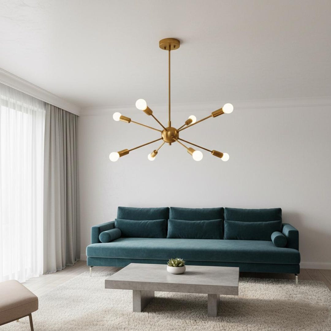 Mid Century Modern Brass Sputnik Chandelier - 8-light Starburst Pendant ...