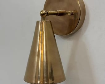 Raw Brass Cone Wall Sconce | Mid-Century Modern Italian Lamp