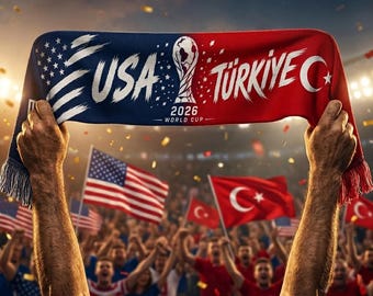 Bufanda para aficionados al fútbol del Mundial 2026 / Bufanda para la Copa Mundial de Fútbol / Bufanda de la Selección Nacional de Turquía y Estados Unidos / Regalo de recuerdos deportivos para amantes del fútbol