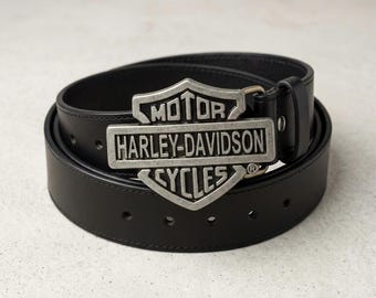 Cinturón de motociclista de cuero genuino para hombre, hebilla clásica de plata antigua con diseño de barra y escudo, cinturón para motociclista, regalo para motociclistas.