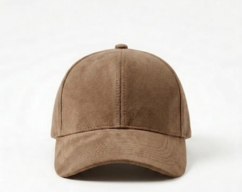 Gorra de ante color topo / Gorra de béisbol de ante / Gorra de cuero para mujer / Gorra de ante para hombre / Gorra de lujo discreto / Gorra minimalista / Gorra sin logotipo