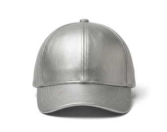 Genuine Leather Baseball Cap | Unisex Real Leather Hat | Silver Metallic Cap | Streetwear Aesthetic | Bold Minimal Hat| Gift for Him and Her