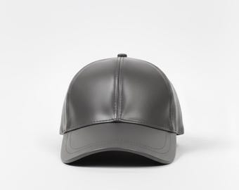 Gorra de béisbol de cuero auténtico / Gorra unisex de cuero genuino / Gorra gris minimalista / Estética de lujo discreto / Estilo urbano / Regalo para él y para ella
