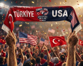 2026 World Cup Scarf Turkey vs USA June 25 Los Angeles | World Cup Matchday Football Scarf | Limited Edition Eagle Soccer Collectible