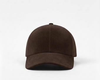 Gorra de ante marrón oscuro / Gorra de béisbol de ante / Gorra de cuero para mujer / Gorra de ante para hombre / Gorra de lujo discreto / Gorra minimalista / Gorra sin logotipo