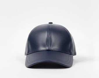 Gorra de béisbol de cuero genuino / Gorra unisex de cuero auténtico / Gorra minimalista azul marino / Estética de lujo discreto / Estilo urbano / Regalo para él y para ella