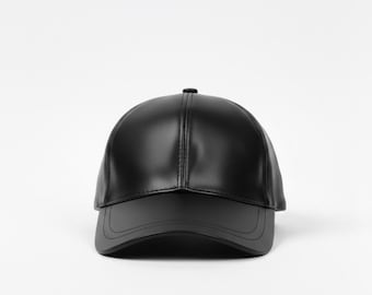 Genuine Leather Baseball Cap | Unisex Real Leather Hat | Black Minimal Cap | Quiet Luxury Aesthetic | Streetwear | Gift for Him and Her