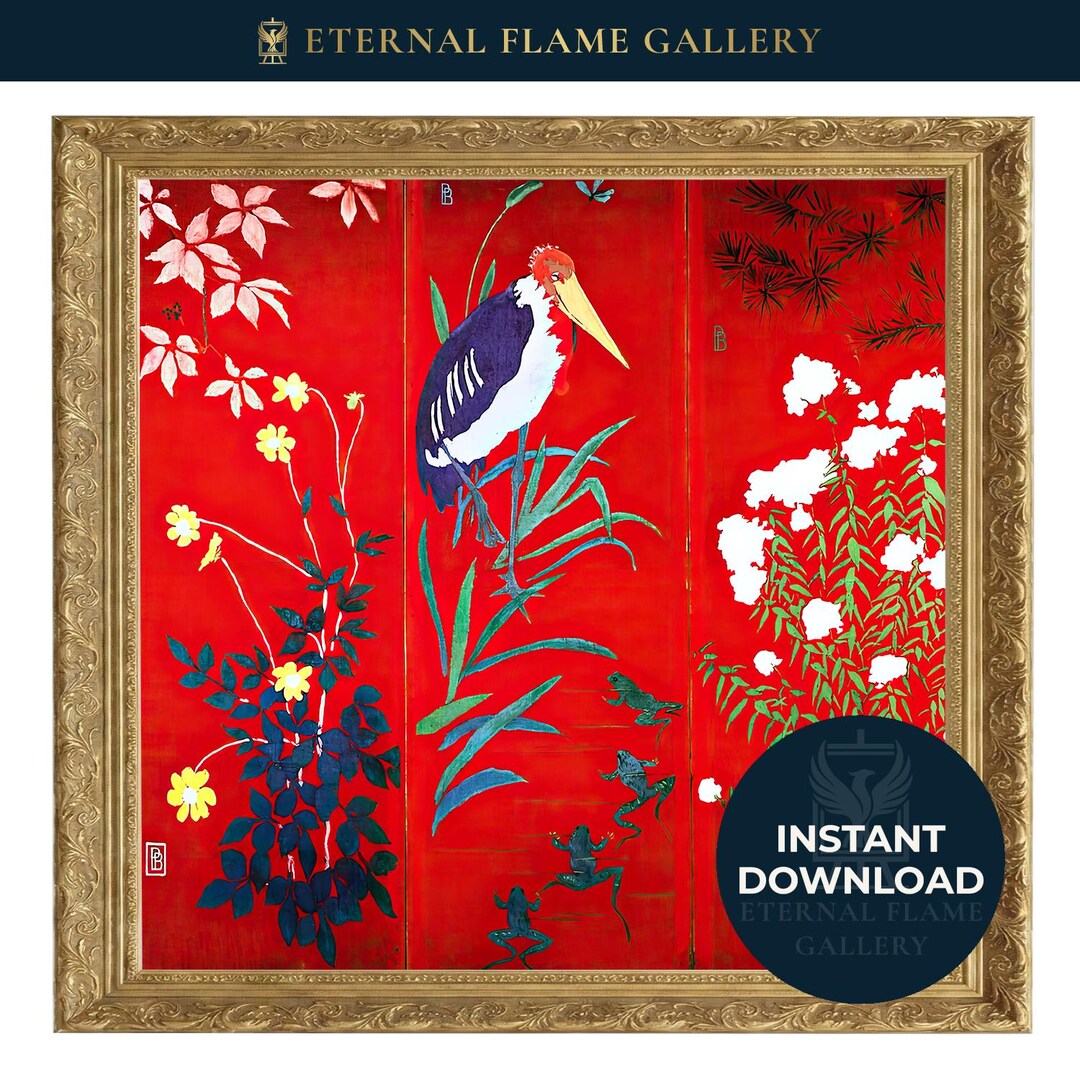 Pierre Bonnard - Three-panel Screen With a Crane | Printable Les Nabis ...