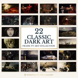 Dark Art Frame TV Art – 22 Classic Artworks Collection for Samsung Frame TVs, TV Screens & Art Mode in 4k, 16:9 Format