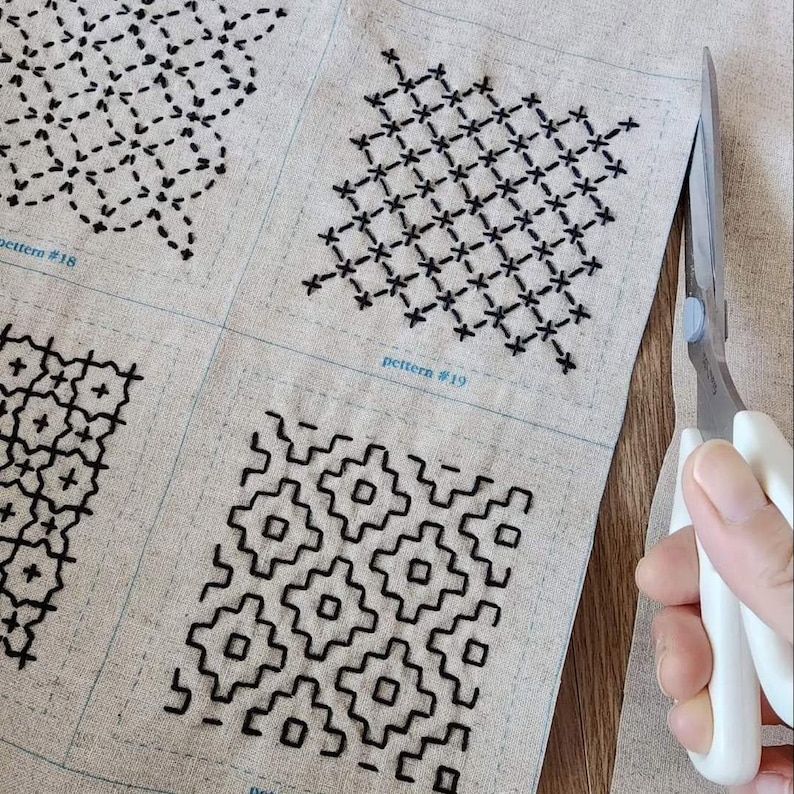 Sashiko Tea Coaster Kit – 8 Japanese Embroidery Designs image 12