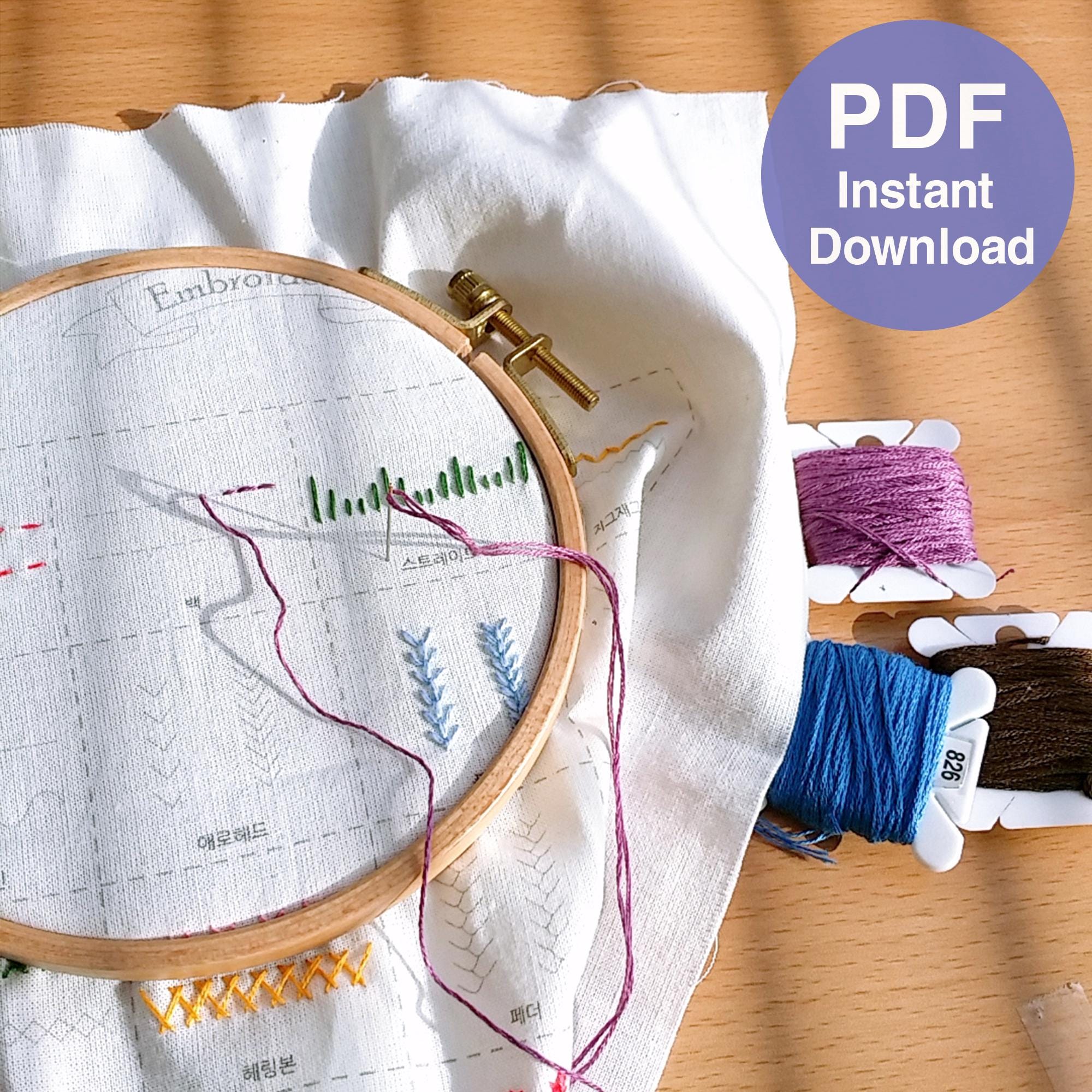 32 Basic Hand Embroidery Stitch Guide PDF, Beginner Embroidery Sampler ...
