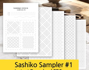 Wzory ściegu sashiko, haft dla początkujących, wzory geometryczne w formacie PDF