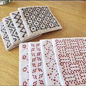 Sashiko Tea Coaster Kit – 8 Japanese Embroidery Designs image 13