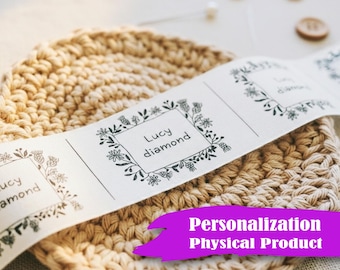 Spersonalizowane bawełniane etykiety do szycia – niestandardowe prostokątne etykiety kwiatowe do wyrobów rękodzielniczych