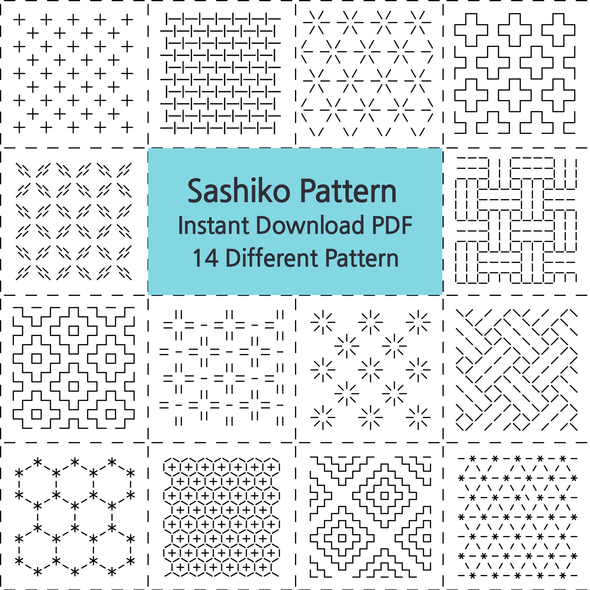 Free Sashiko Patterns.pdf 14 Sashiko Embroidery Patterns PDF - Japanese Geometric Design (vol. 1 ...