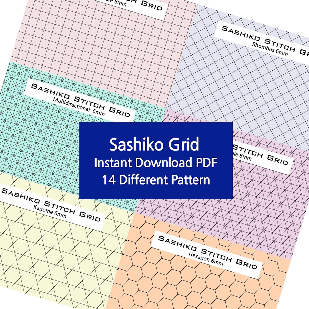 Sashiko Stitch Grid Patterns, Geometric Embroidery Guide (PDF Download ...