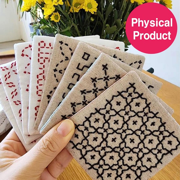 Sashiko teunderläggskit – 8 japanska broderimönster