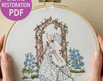 Wzór haftu "Stara krynolina dama" – odrestaurowany wzór Southern Belle (pobierz plik PDF)