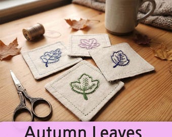 Wzór haftu „Jesienne liście” w formacie PDF | Początkujący projekt haftu ręcznego | Poradnik haftu ręcznego „Jesienna przyroda” | Pobierz natychmiastowy wzór „Zrób to sam”