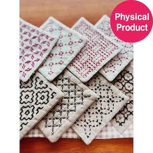 Kit para Porta-Copos de Chá Sashiko – 8 Desenhos de Bordado Japonês