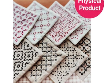 Sashiko Tea Coaster Kit – 8 Japanese Embroidery Designs