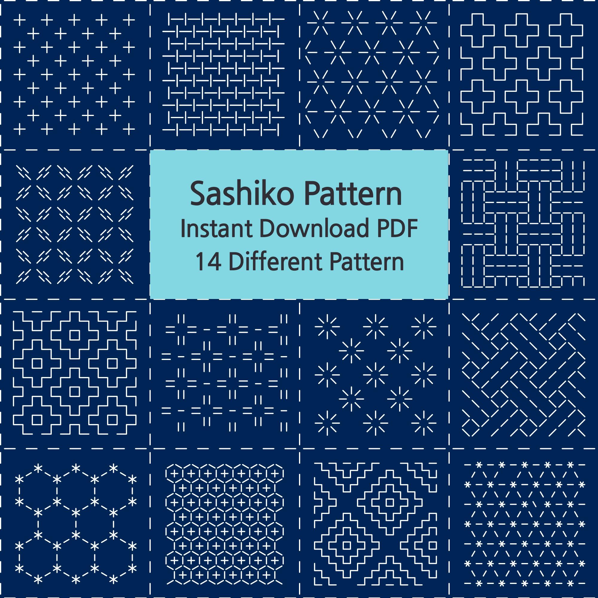 14 Sashiko Embroidery Patterns PDF - Japanese Geometric Design (vol. 1 ...
