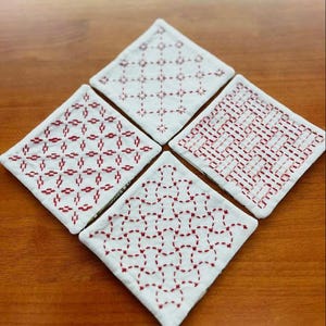 Sashiko Tea Coaster Kit – 8 Japanese Embroidery Designs image 18