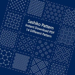 14 motifs de broderie Sashiko PDF - Motif géométrique japonais (Vol. 1)