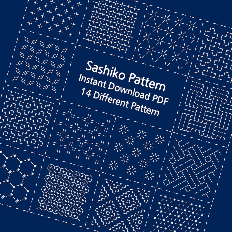 Free Sashiko Patterns.pdf 14 Sashiko Embroidery Patterns PDF - Japanese Geometric Design (vol. 1 ...