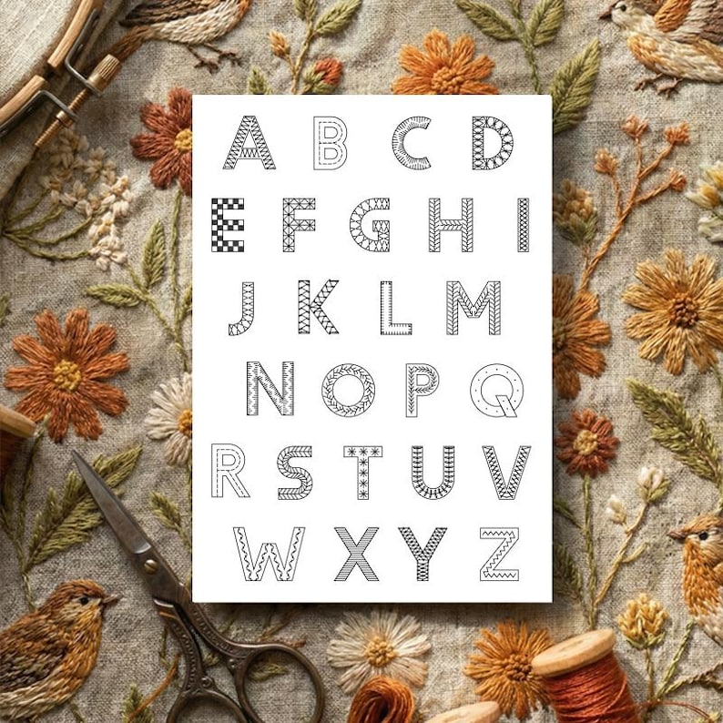Alphabet Hand Embroidery Pattern – 26 Letter Designs, Beginner Stitch ...
