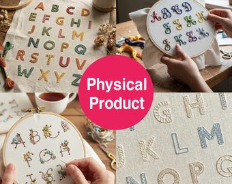 Wzór haftu alfabetu od A do Z, 5 stylów, wzory pionowe i poziome