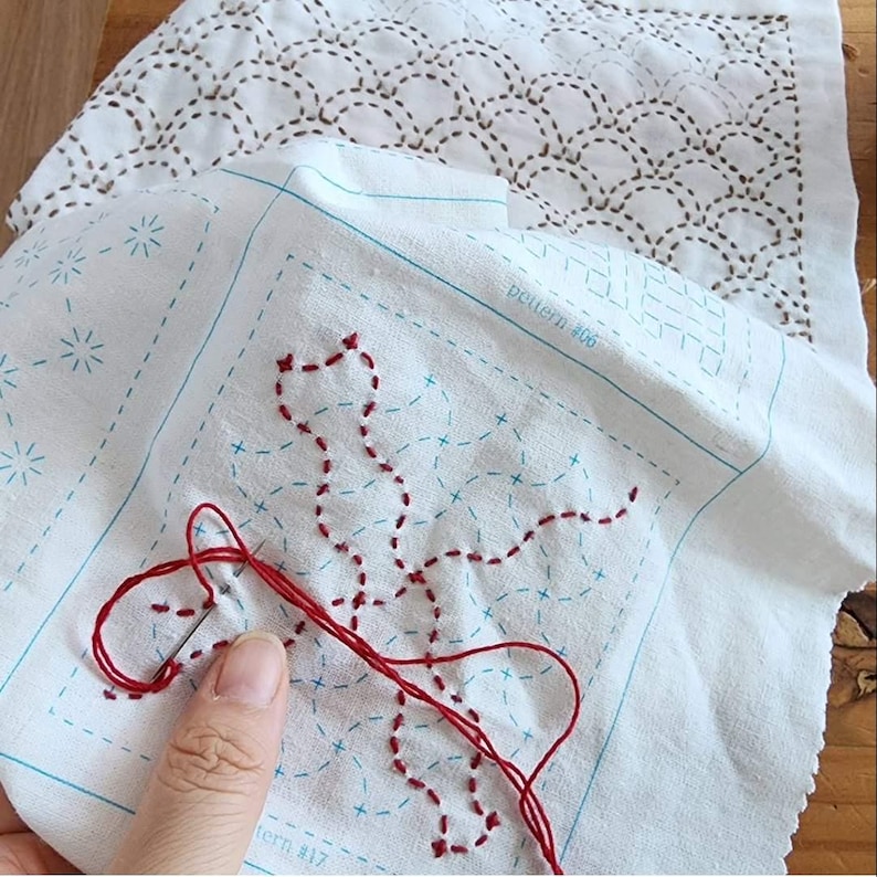 Sashiko Tea Coaster Kit – 8 Japanese Embroidery Designs image 4