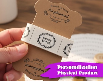 Personalizowane etykiety z motywem kwiatów Doodle – 50 szt. personalizowanych etykiet bawełnianych