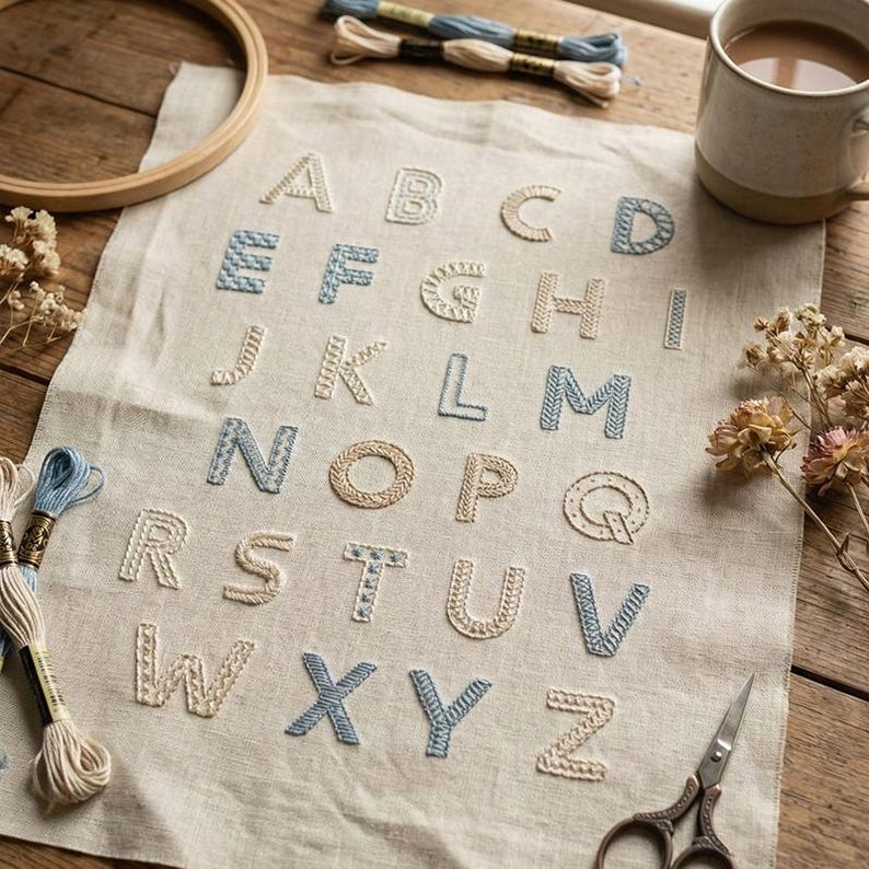 Alphabet Hand Embroidery Pattern – 26 Letter Designs, Beginner Stitch ...