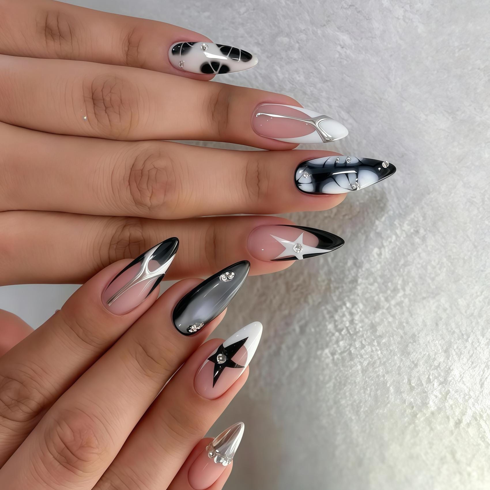 Black Cherry Blossom Nails - Etsy