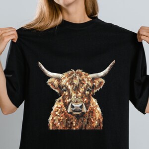 Pacchetto PNG di mucche delle Highland, mucche delle Highland, disegno a sublimazione di giovenche impertinenti, png di cowgirl occidentale, clipart di mucca con fiocco civettuolo, mucca patchwork,