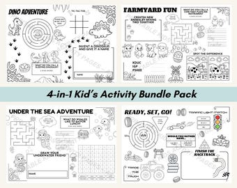 4-in-1 Kids Activity Pack | Colouring, Puzzles & Games