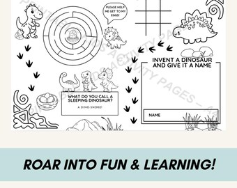 Dino Adventure Activity Pack | Printable Dinosaur Games & Colouring Pages